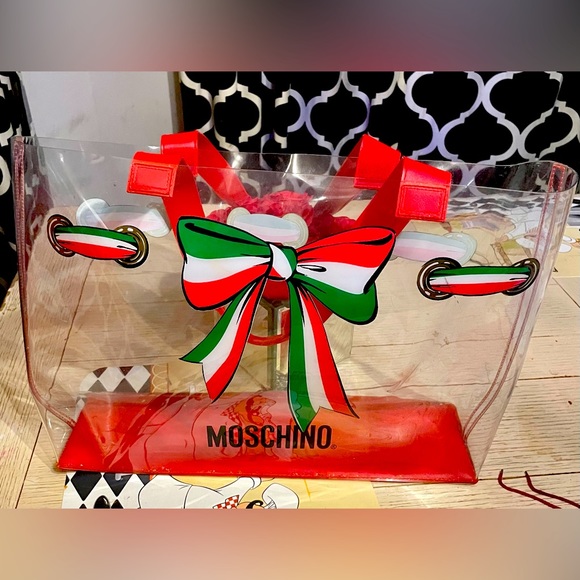 Moschino Handbags - Rare vintage Moschino clear tote bag red and green!